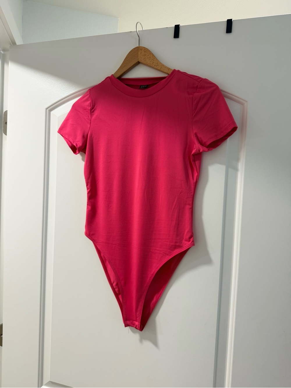 SHEIN Hot Pink Short-Sleeve One-Piece Bodysuit